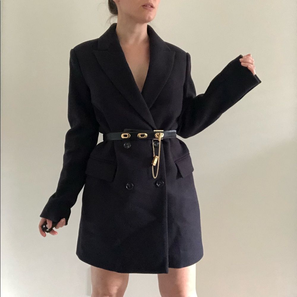 NWT REISS Dana Black Double Breasted Wool Pea Coat Size 8 - Picture 2 of 16